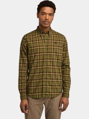 Timberland Stretch Poplin Check Shirt férfi hosszú ujjú ing oliva színben 1